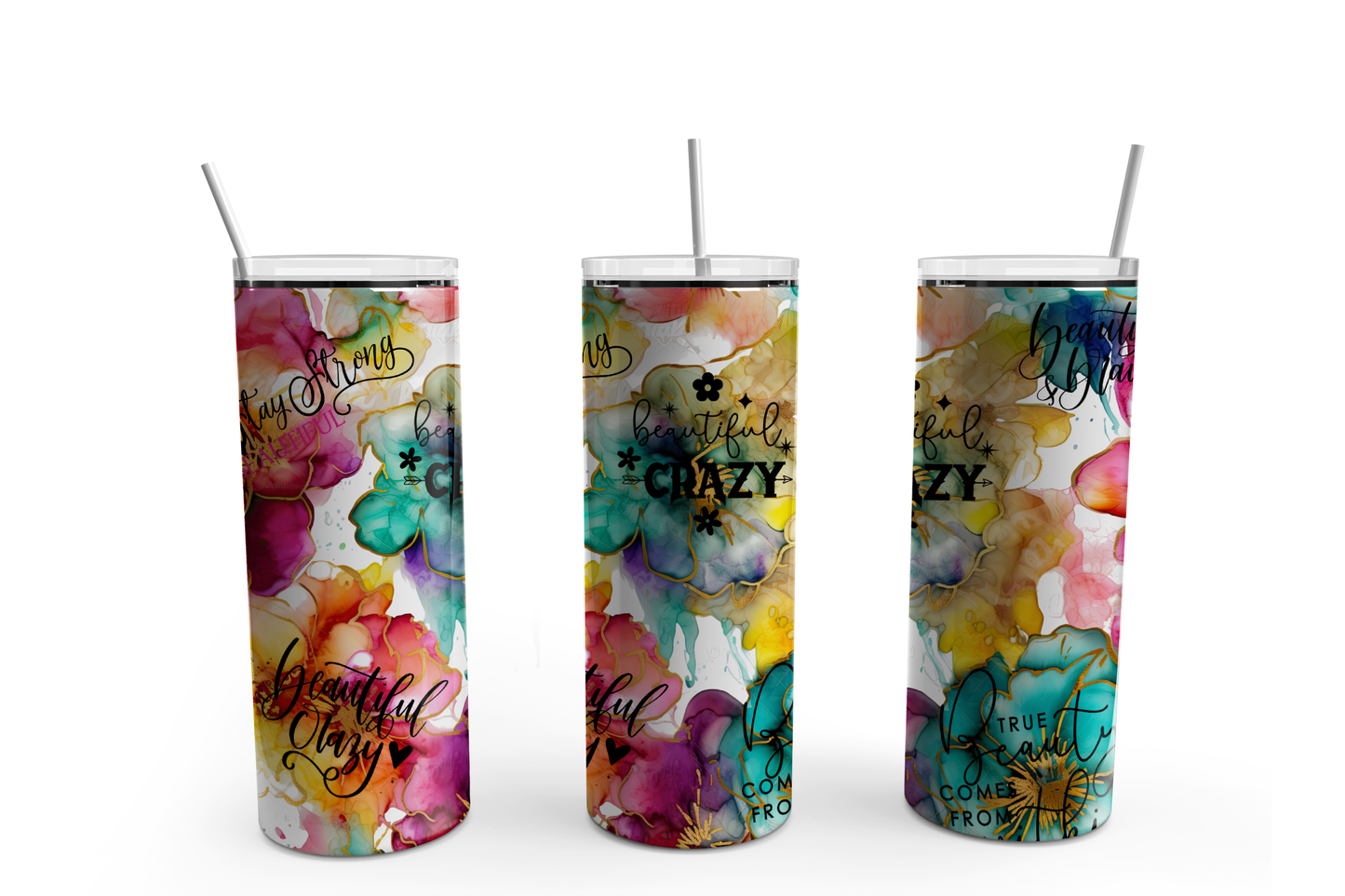 Alcohol Ink floral with Beautiful Affirmations