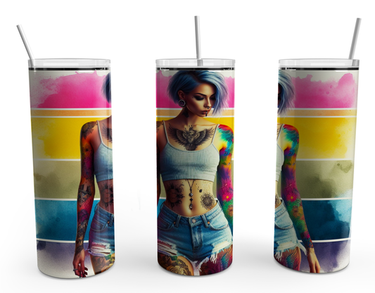 Multi Colour background with Beauty 20oz Tumbler Design