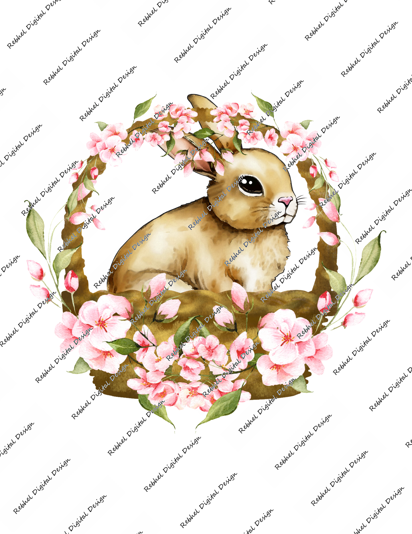 Bunny in Basket-Floral