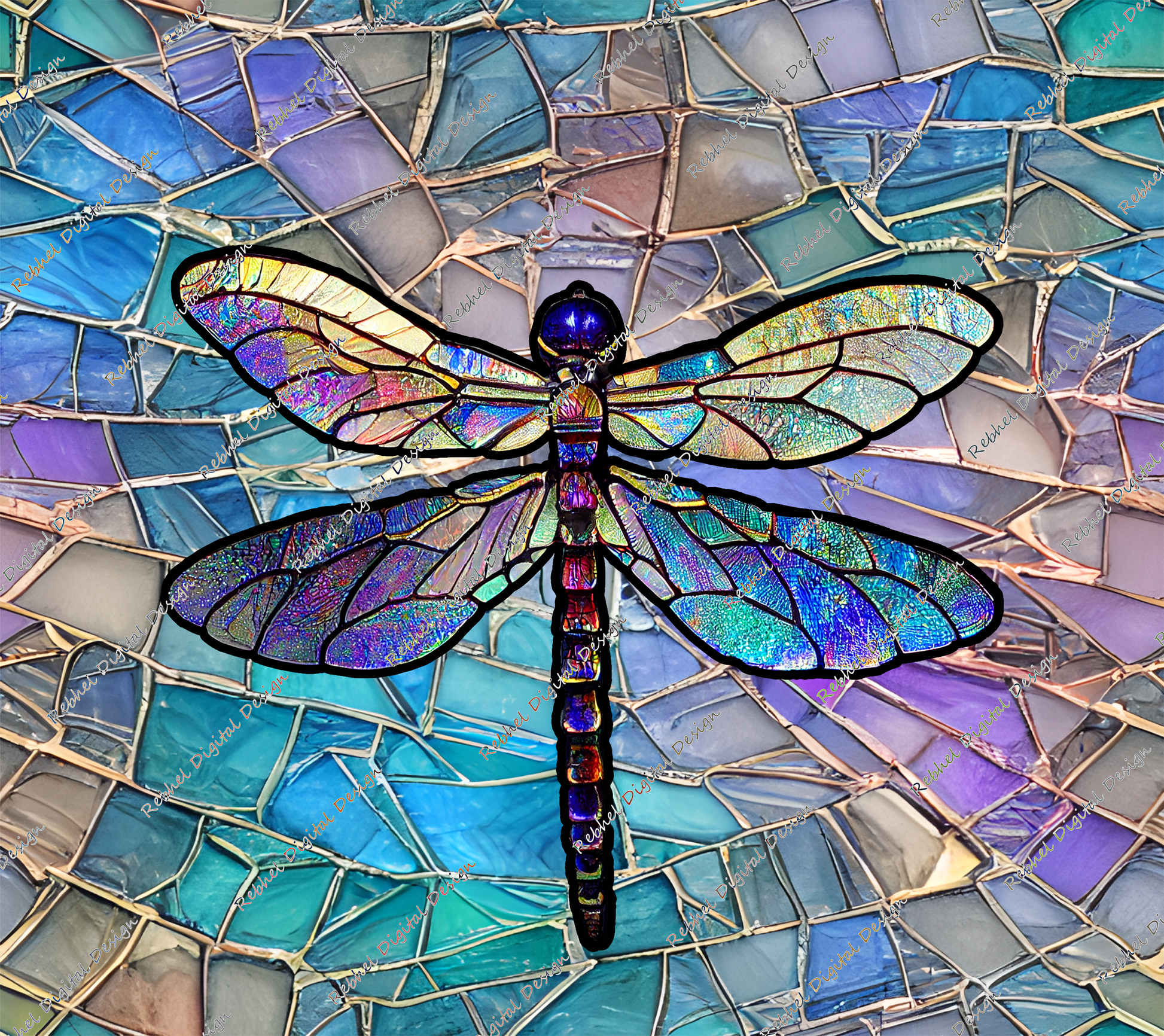 Free Stained Glass Pattern 2319-Dragonfly-P2319