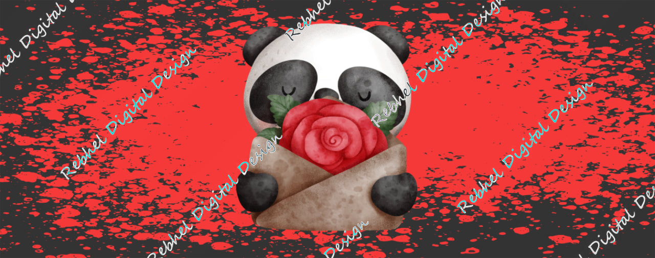 Panda Love-Red Background